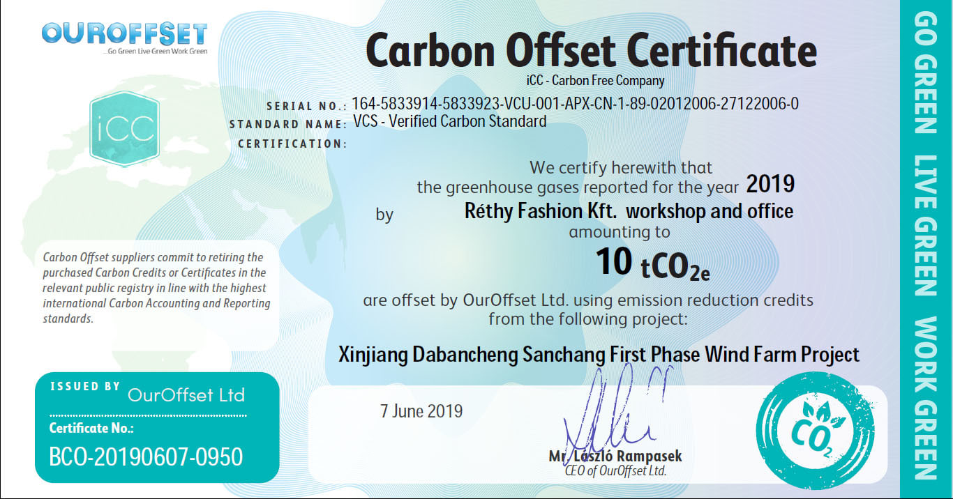 Nagyításhoz Klikk a képre >> Vállalati felelősségvállalás - Carbon Offset | Réthy Fashion Kft.
