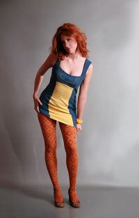Sárga betétes miniruha - Rethy Fashion